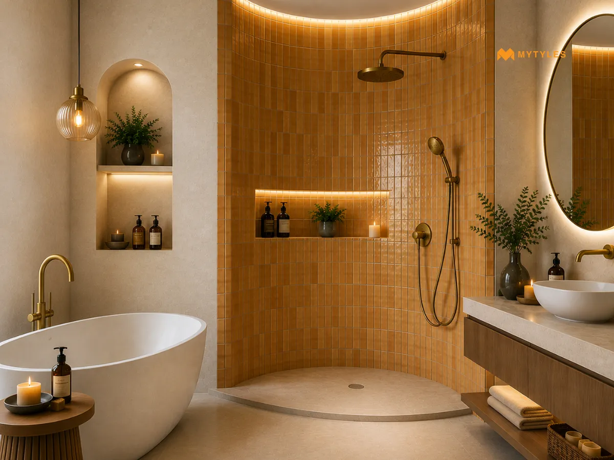 Pairing Matt Bathroom Floors with Glossy Wall Tiles